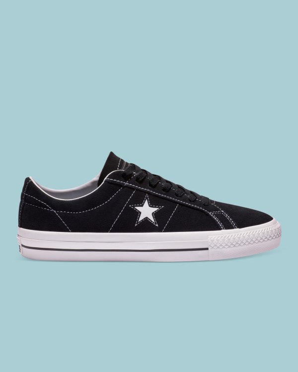 Converse CONS One Star Pro Suede Sort Sko Danmark - Converse Lave Sneakers Dame - 07153IRTF